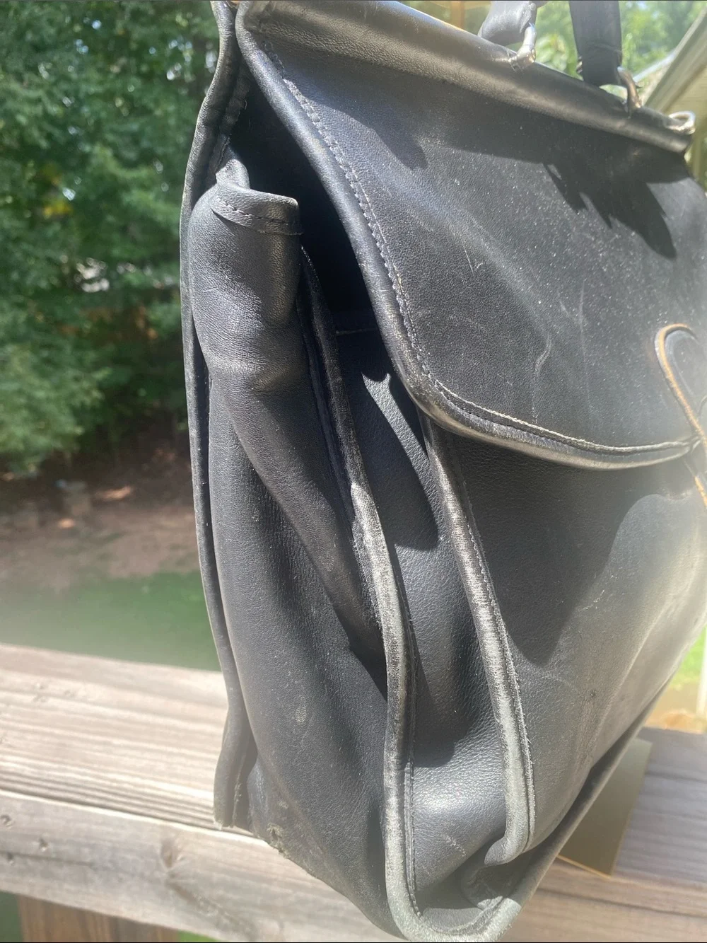 Coach Vintage Black Leather Briefcase with Gold-Tone Hardware